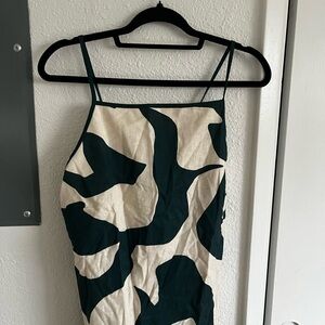 Abercrombie & Fitch Green and Cream Abstract Slip Midi Dress